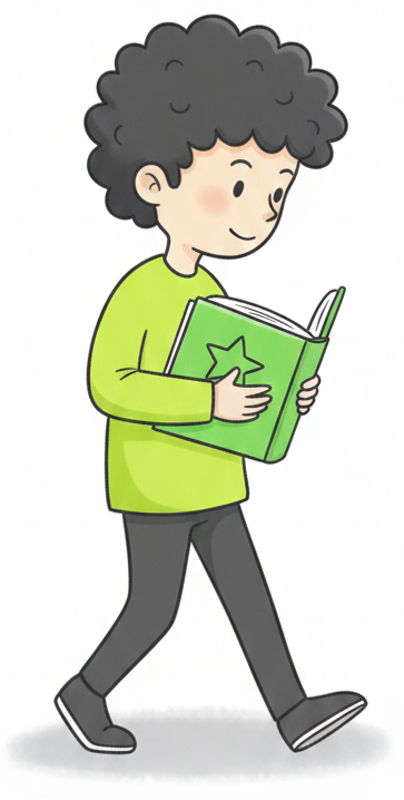 la knabo havas libron