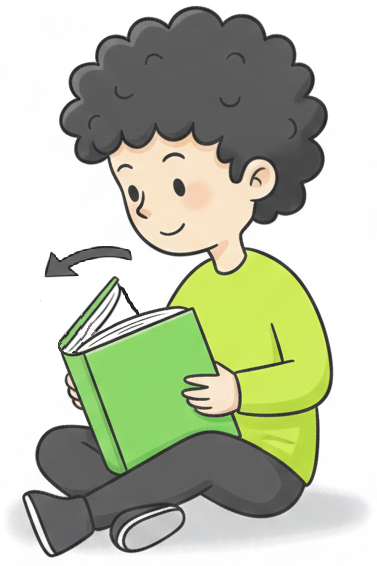 la knabo malfermas la libron