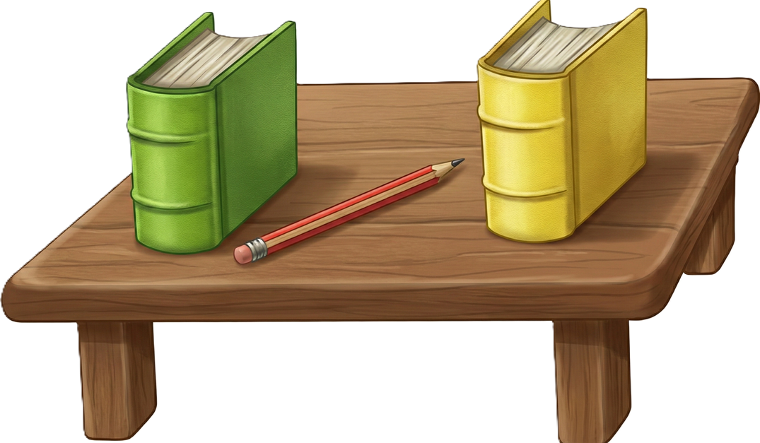 longa krajono inter dikaj libroj