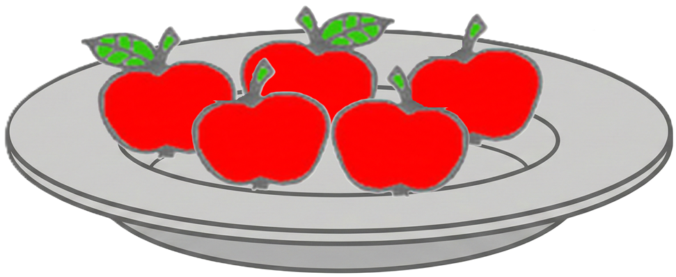 kvin pomoj sur la telero