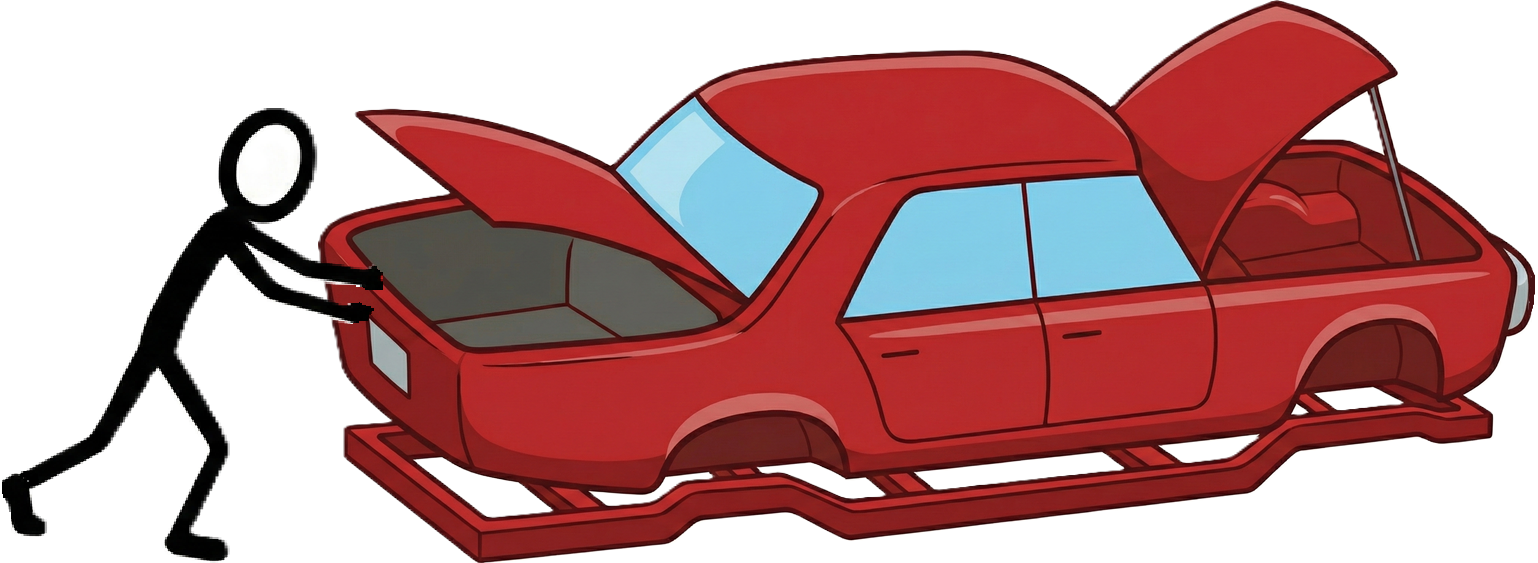 auto ne povas iri sen radoj