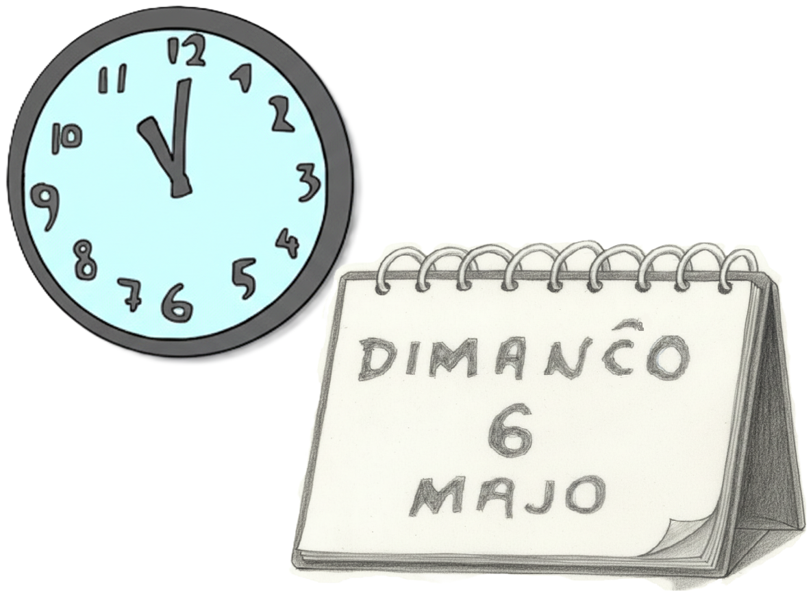 Dimanĉo, la sesa de majo, je la dek-unua horo