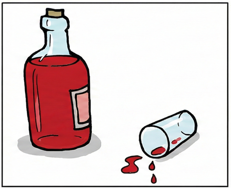 plena botelo kaj malplena glaso