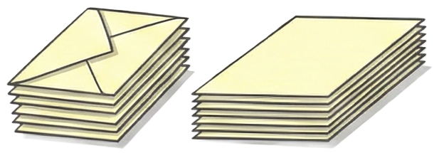 kovertoj kaj leter-paperoj